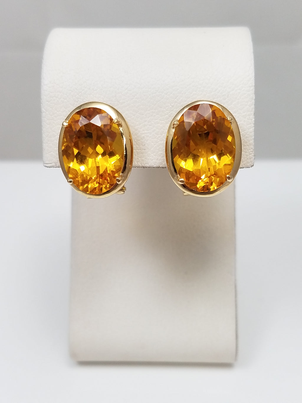 10ctw Natural Citrine 14k Yellow Gold Earrings