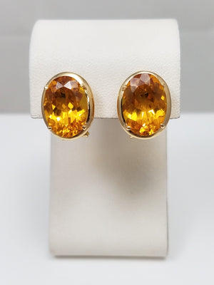 10ctw Natural Citrine 14k Yellow Gold Earrings