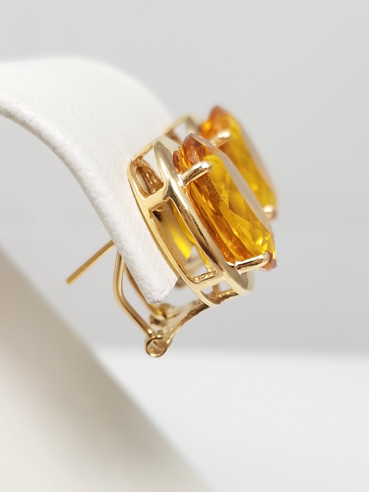 10ctw Natural Citrine 14k Yellow Gold Earrings