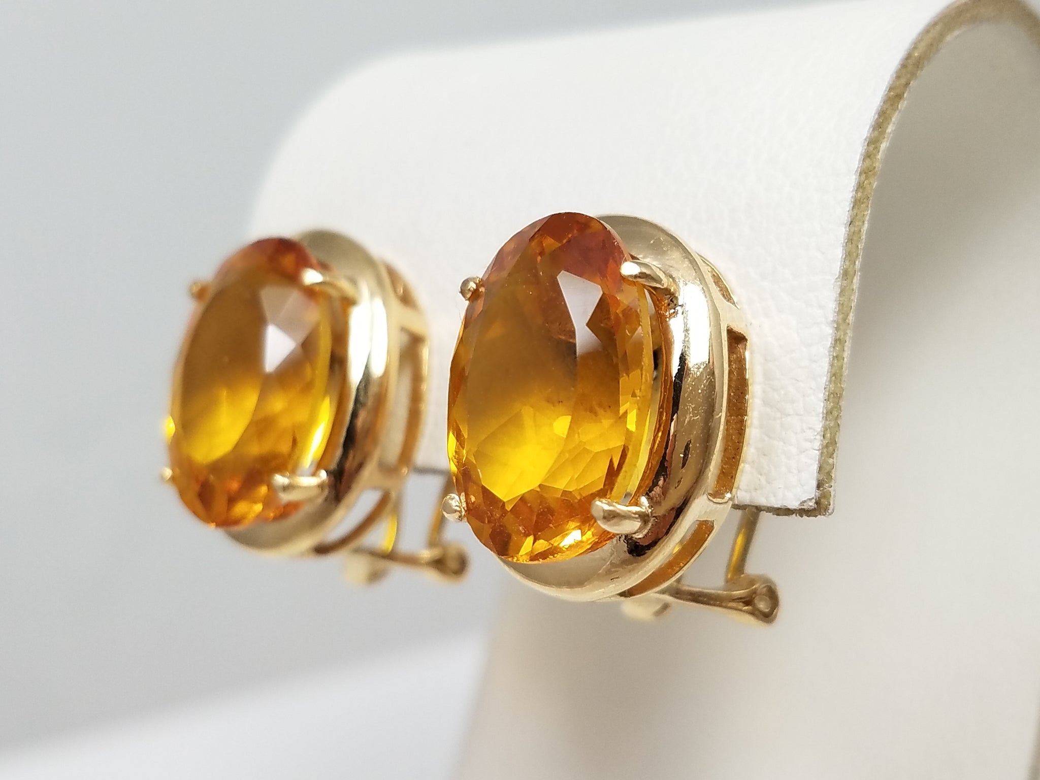 10ctw Natural Citrine 14k Yellow Gold Earrings