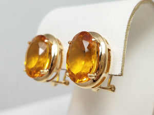 10ctw Natural Citrine 14k Yellow Gold Earrings