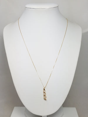 Precious 19" 14k Yellow Gold Natural Diamond Drop Pendant Necklace