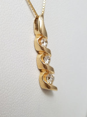 Precious 19" 14k Yellow Gold Natural Diamond Drop Pendant Necklace