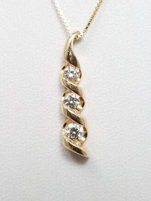 Precious 19" 14k Yellow Gold Natural Diamond Drop Pendant Necklace