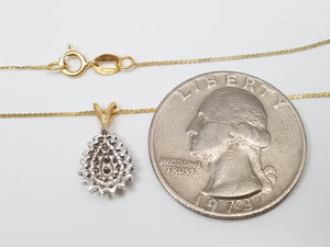 14k Yellow Gold Natural Diamond Cluster Pendant Necklace