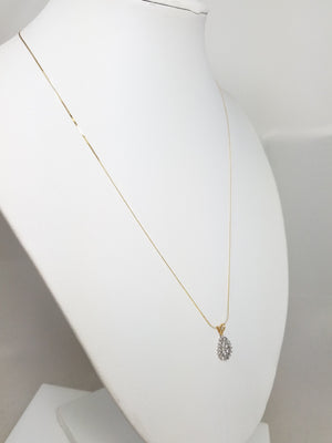 14k Yellow Gold Natural Diamond Cluster Pendant Necklace