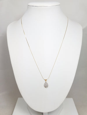 14k Yellow Gold Natural Diamond Cluster Pendant Necklace