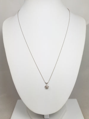 Scintillating 18" 14k White Gold Natural Diamond Cluster Pendant Necklace