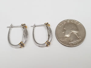 Elegant 14k Two Tone Gold .50ctw Natural Diamond Elongated Hoop Earrings