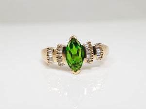 Lavish 10k Yellow Gold Natural Chrome Diopside Diamond Ring