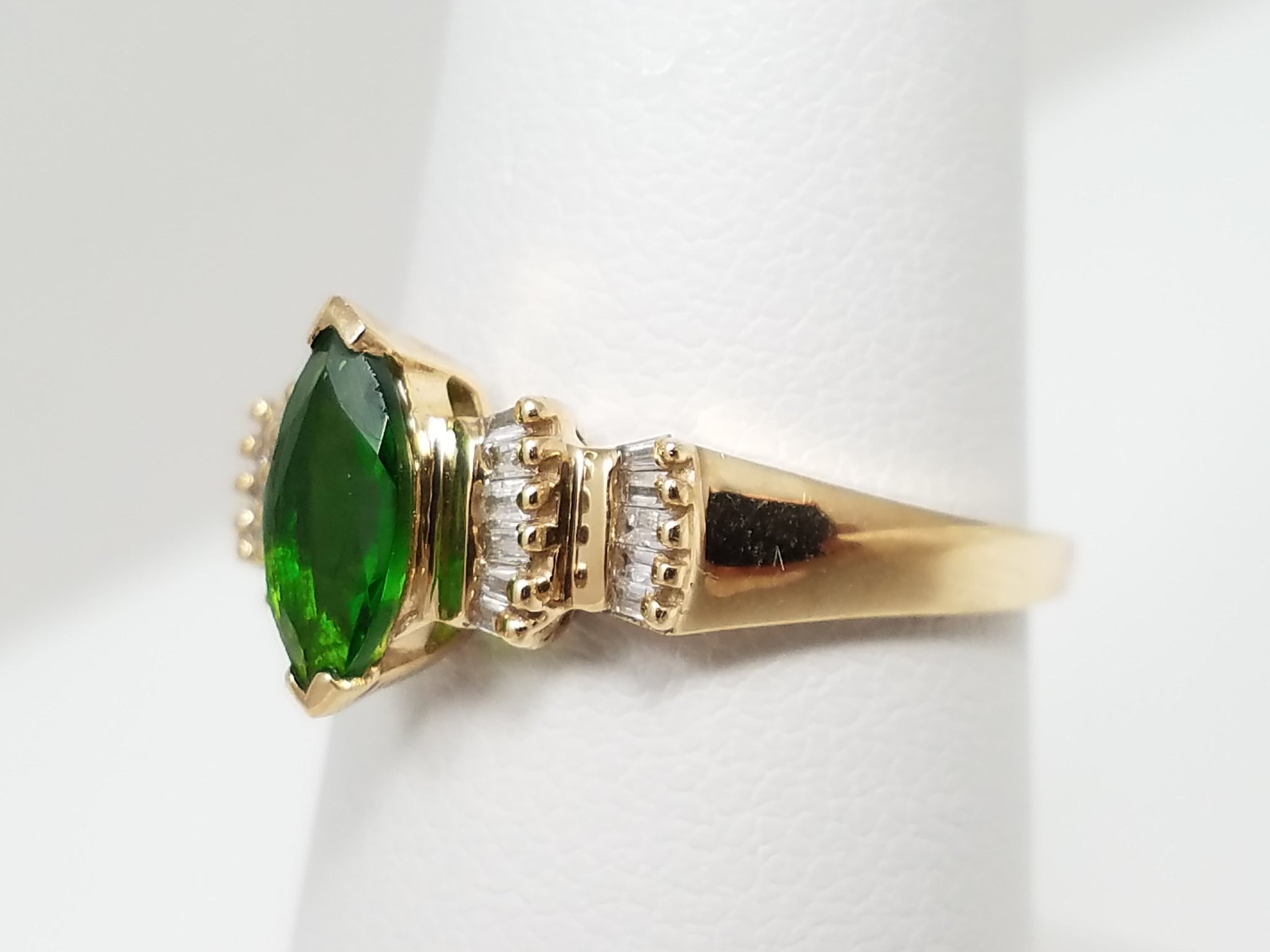 Lavish 10k Yellow Gold Natural Chrome Diopside Diamond Ring
