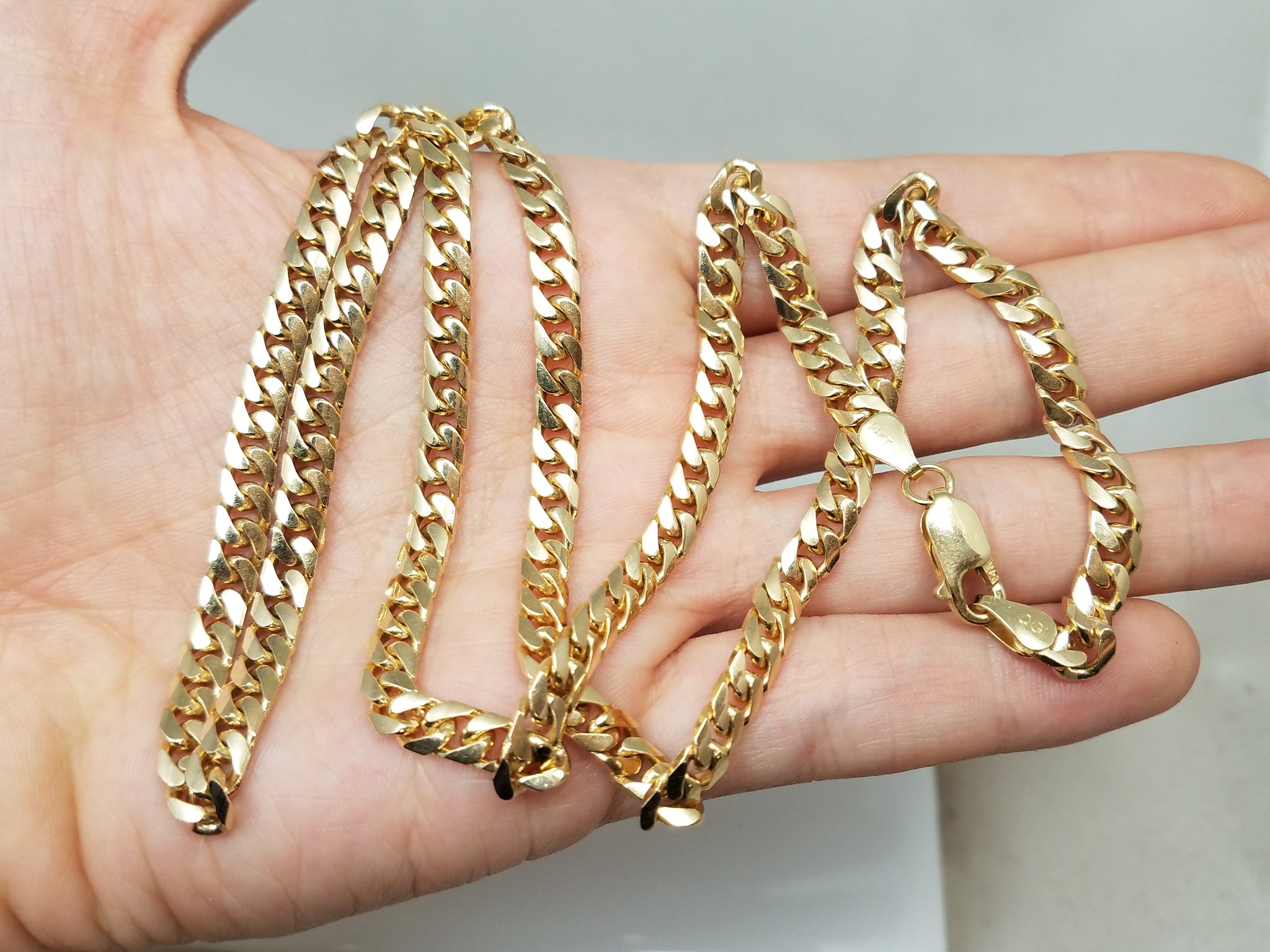 Solid 14k Yellow Gold Curb Link 24" Necklace