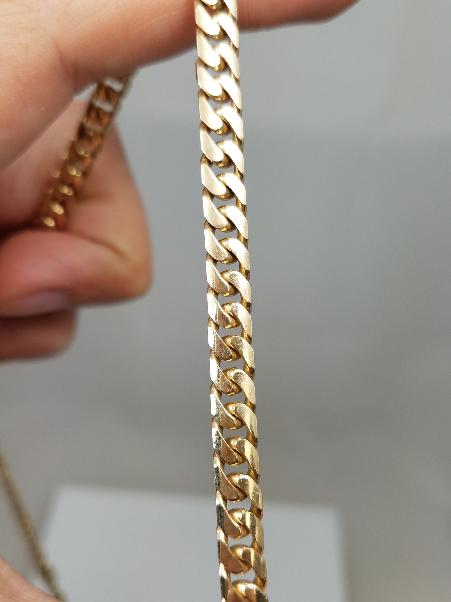 Solid 14k Yellow Gold Curb Link 24" Necklace