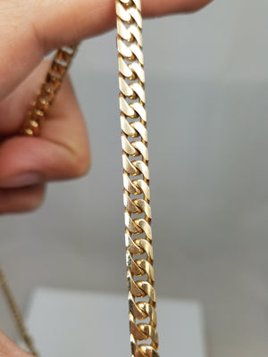 Solid 14k Yellow Gold Curb Link 24" Necklace