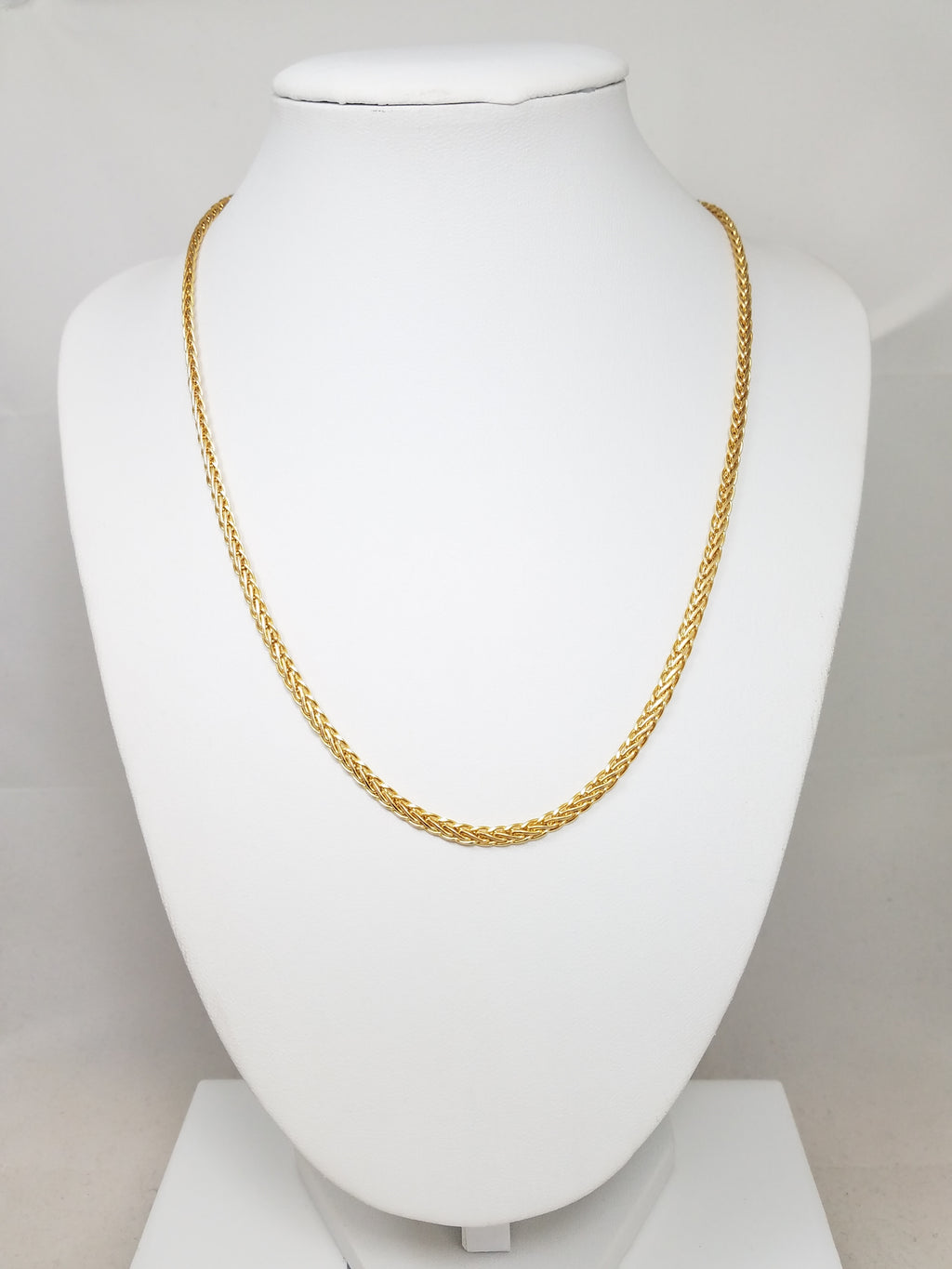 14k Yellow Gold Hollow Wheat Link 18" Necklace