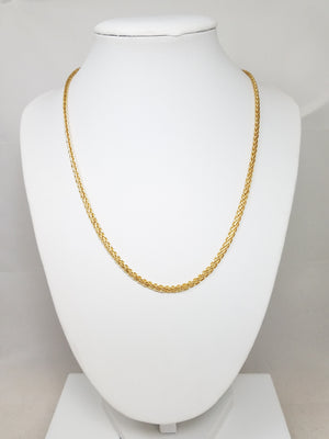 14k Yellow Gold Hollow Wheat Link 18" Necklace