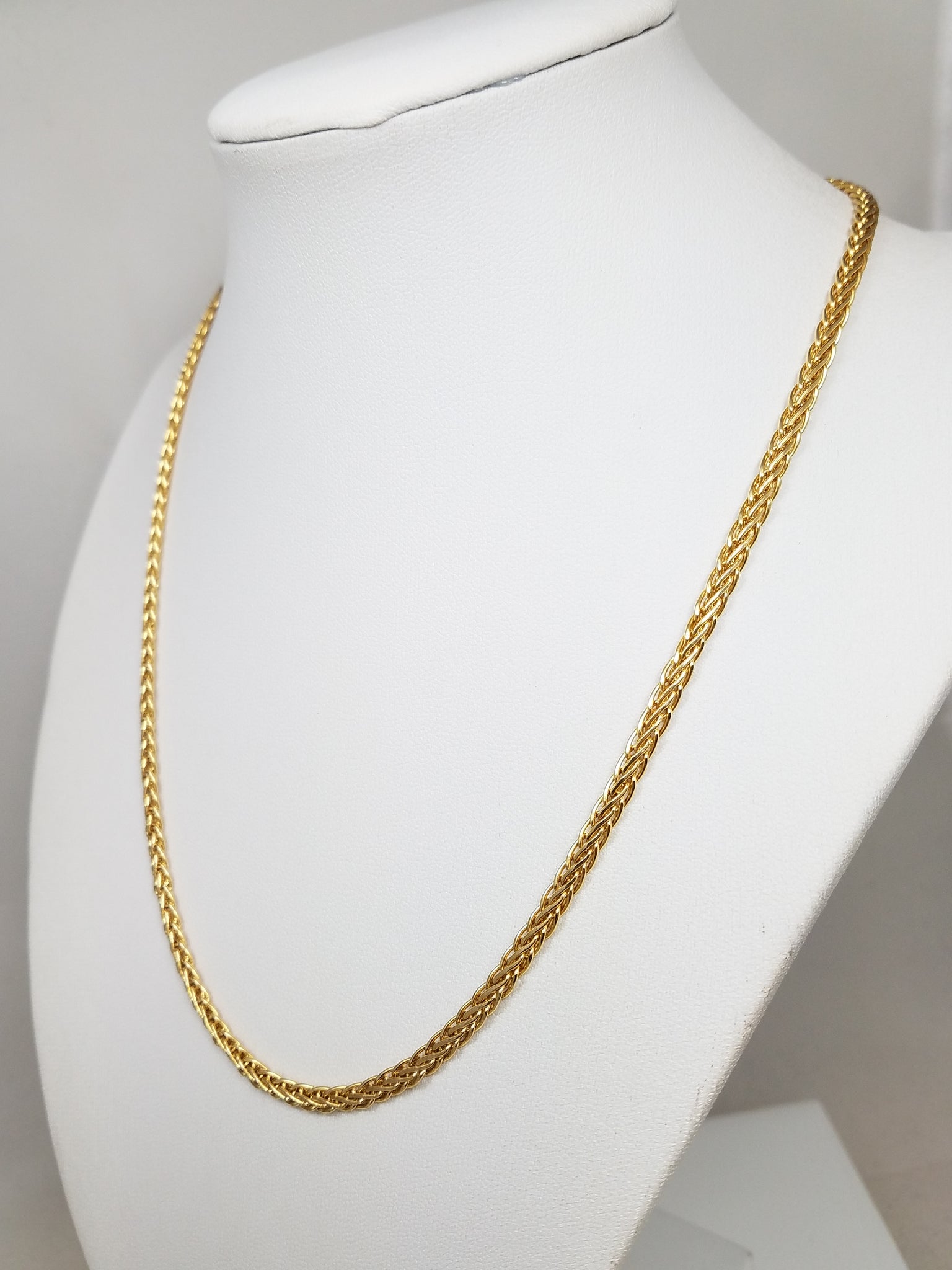 14k Yellow Gold Hollow Wheat Link 18" Necklace