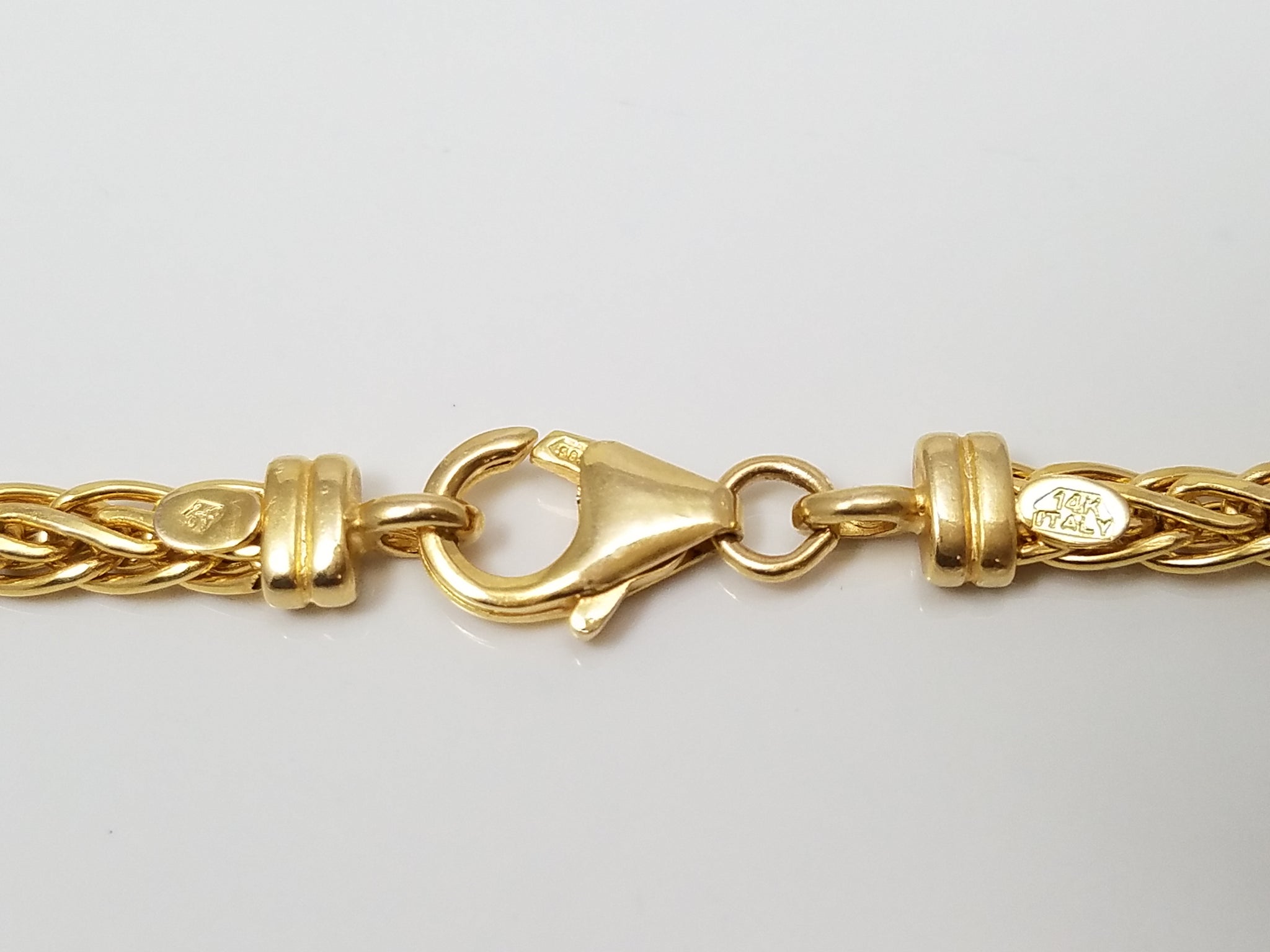 14k Yellow Gold Hollow Wheat Link 18" Necklace