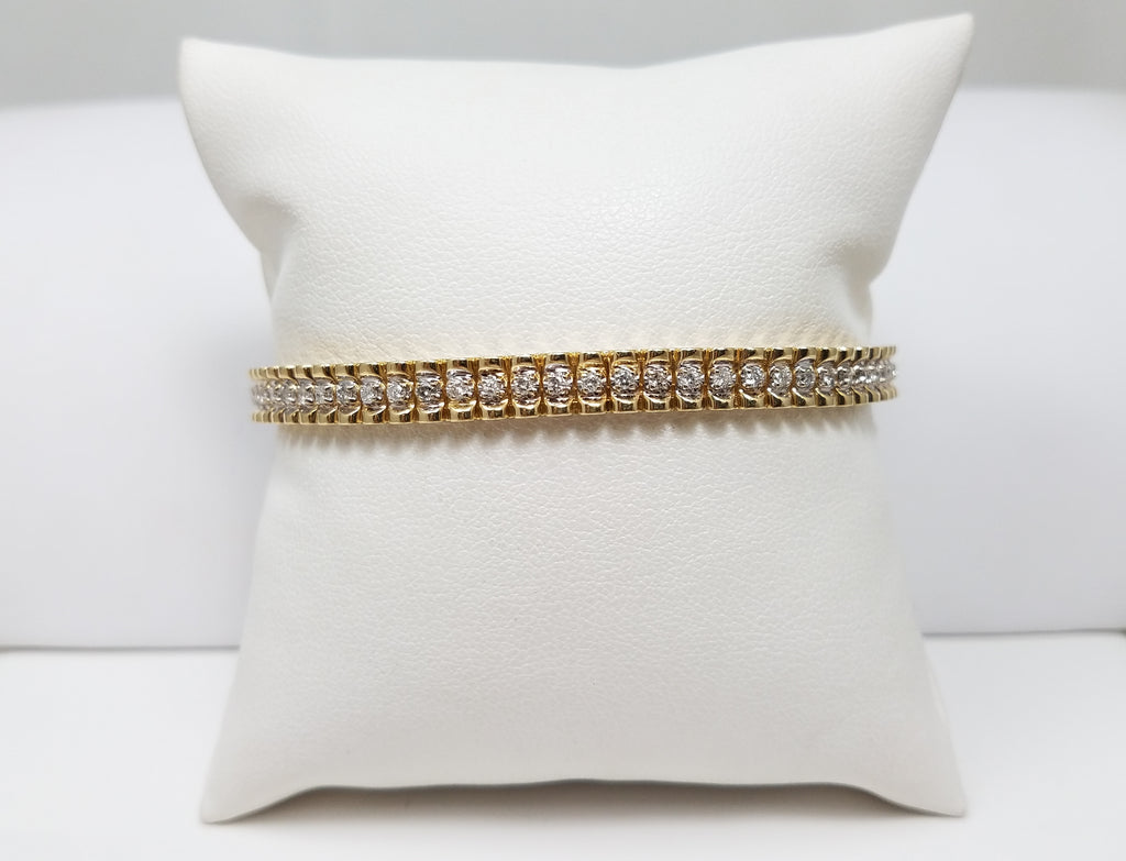 Shimmering 7" 14k Yellow Gold 1ctw Natural Diamond Bracelet