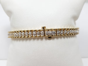 Shimmering 7" 14k Yellow Gold 1ctw Natural Diamond Bracelet