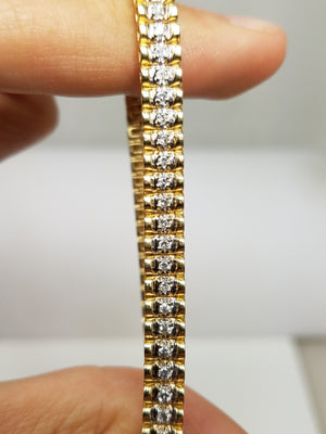 Shimmering 7" 14k Yellow Gold 1ctw Natural Diamond Bracelet