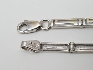 14k White Gold Greek Key Link 7" Bracelet