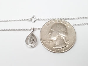 Cozy 16" 14k White Gold Natural Diamond Solitaire Pendant Necklace