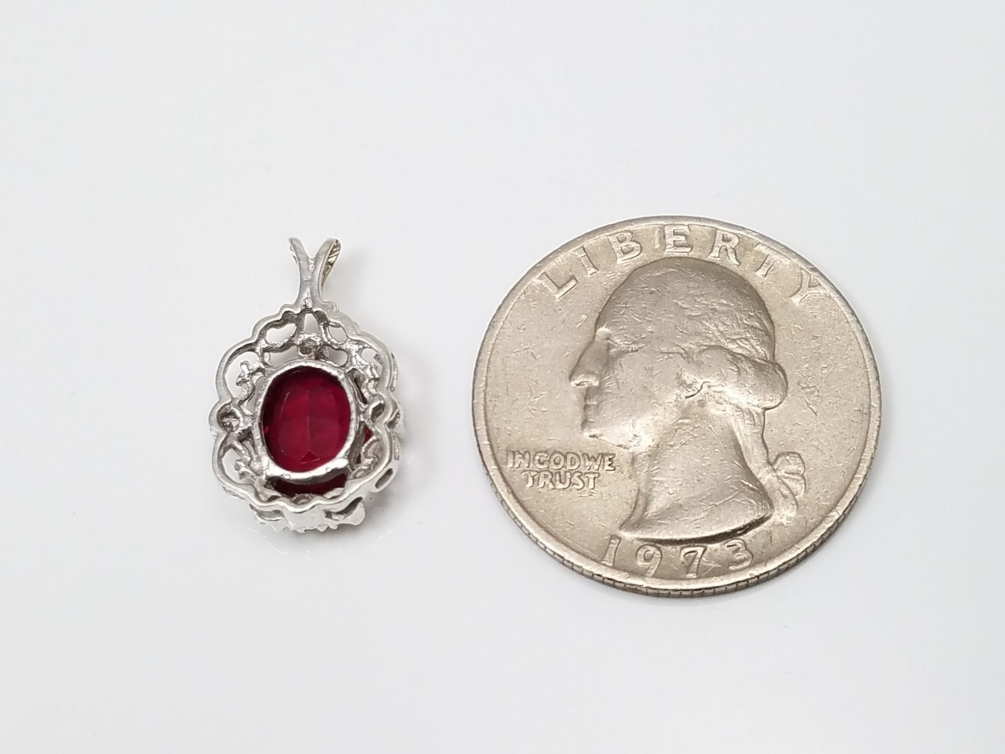 Lavish 14k White Gold Lab Grown Ruby Natural Diamond Pendant