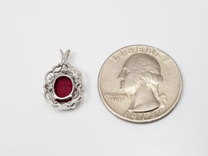 Lavish 14k White Gold Lab Grown Ruby Natural Diamond Pendant