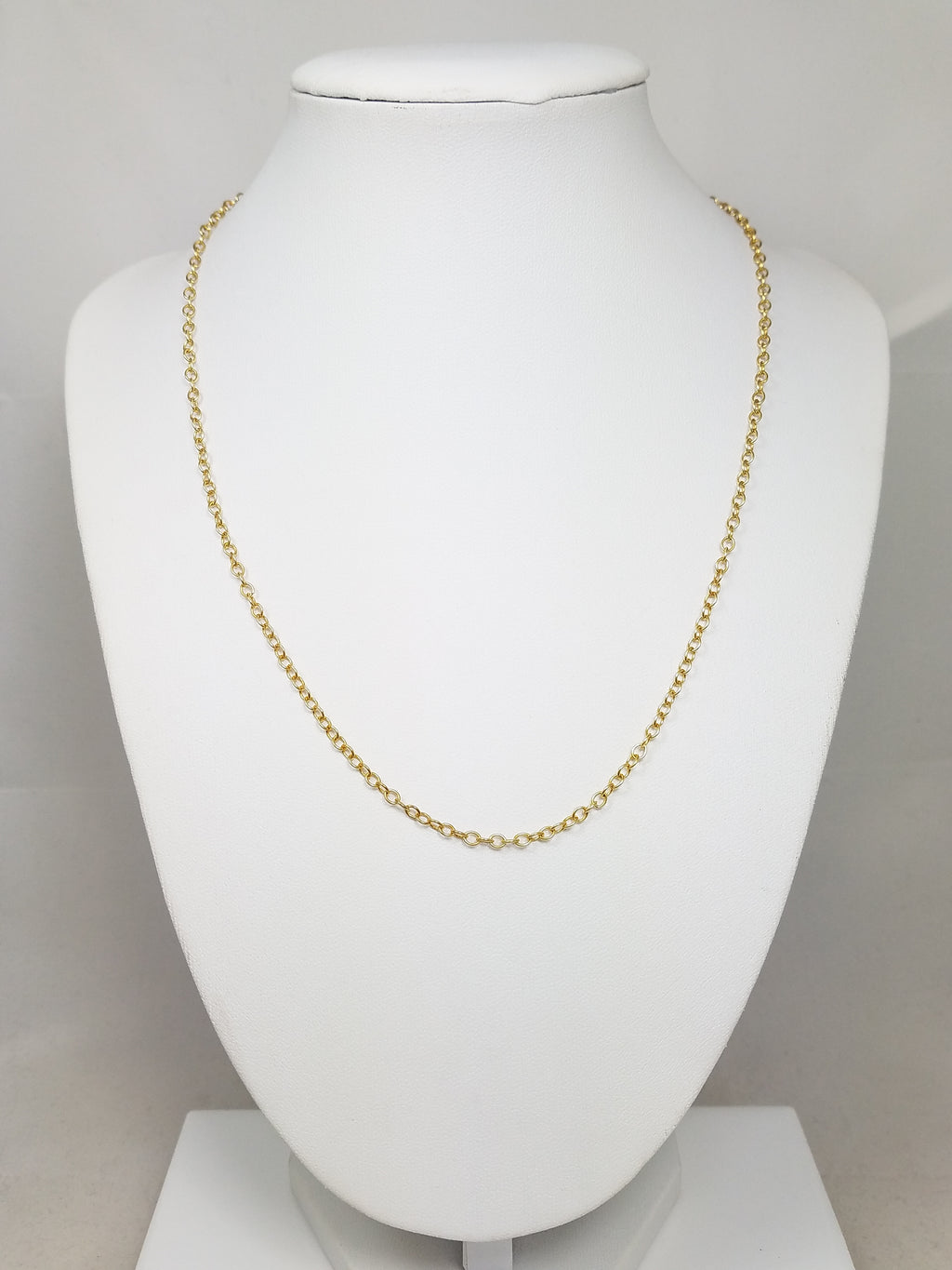 Sporty 18" Solid 18k Yellow Gold Cable Link Chain Necklace