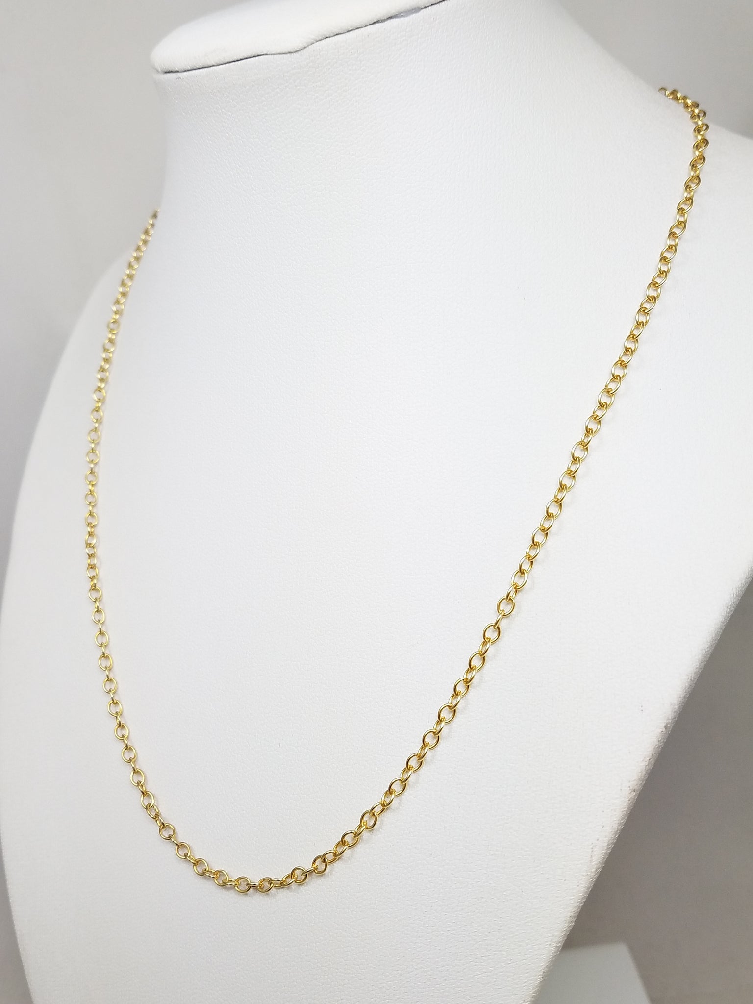 Sporty 18" Solid 18k Yellow Gold Cable Link Chain Necklace