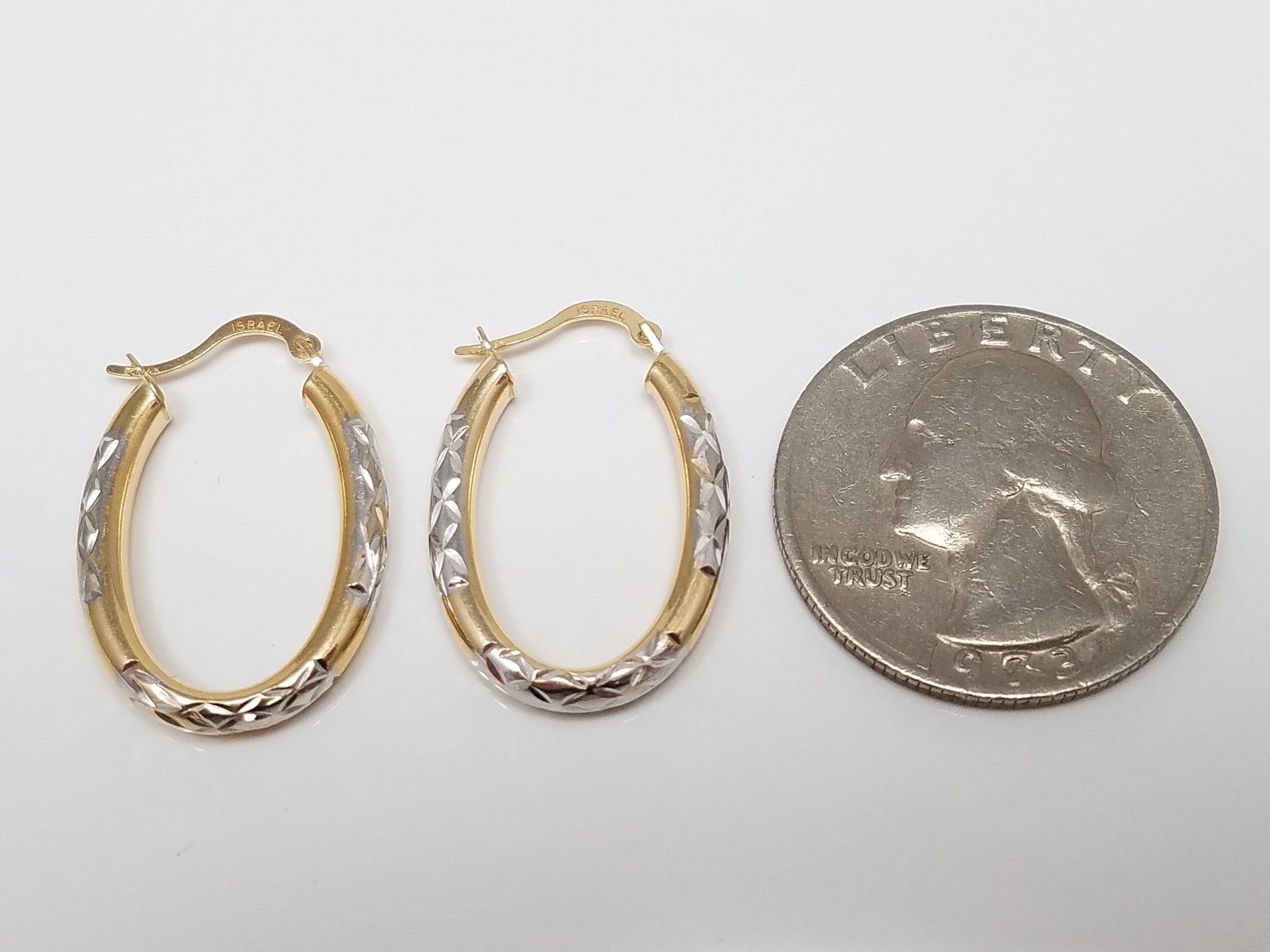 Flashy 14k Two Tone Gold Hollow Hoop Earrings