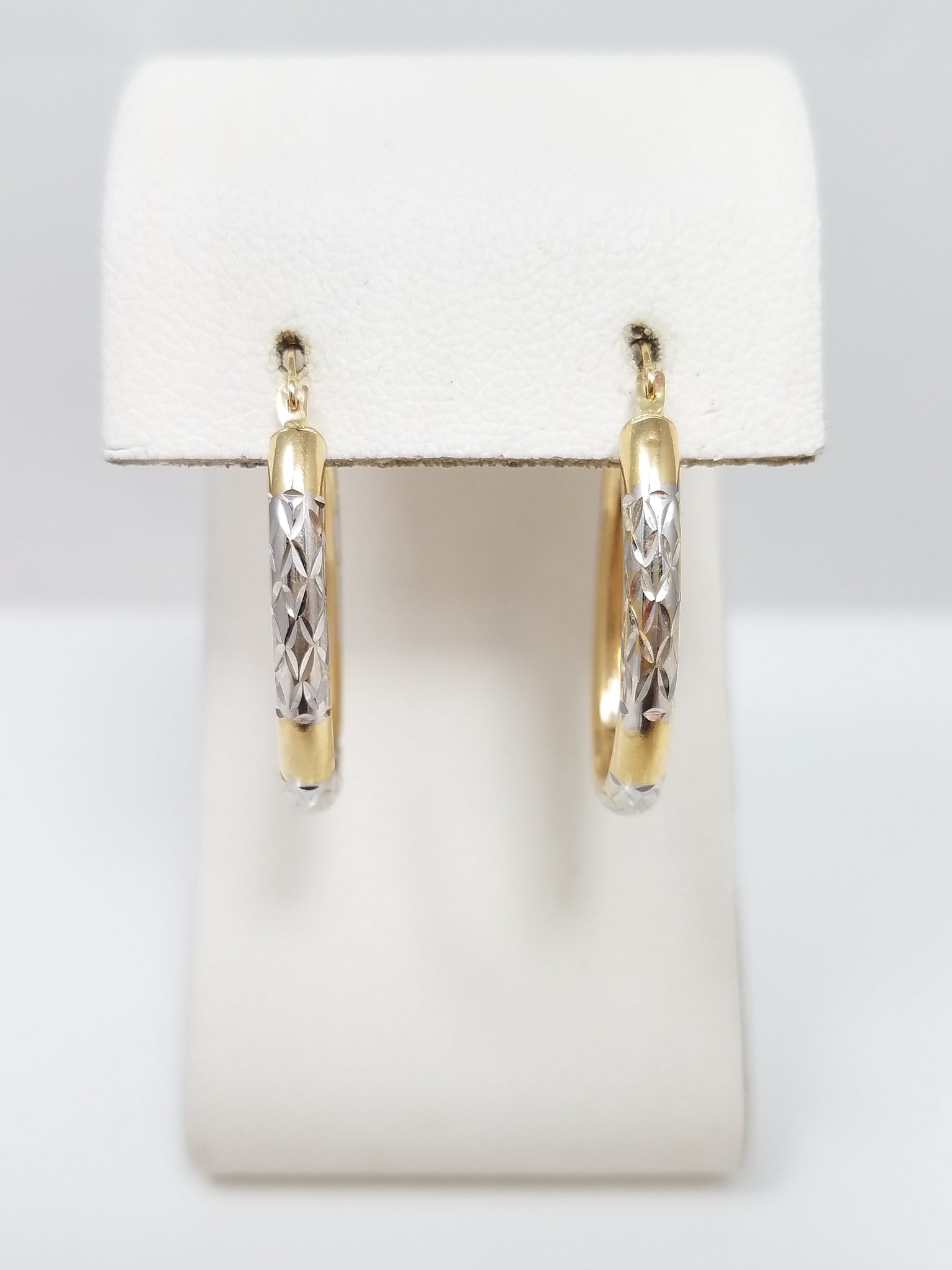 Flashy 14k Two Tone Gold Hollow Hoop Earrings