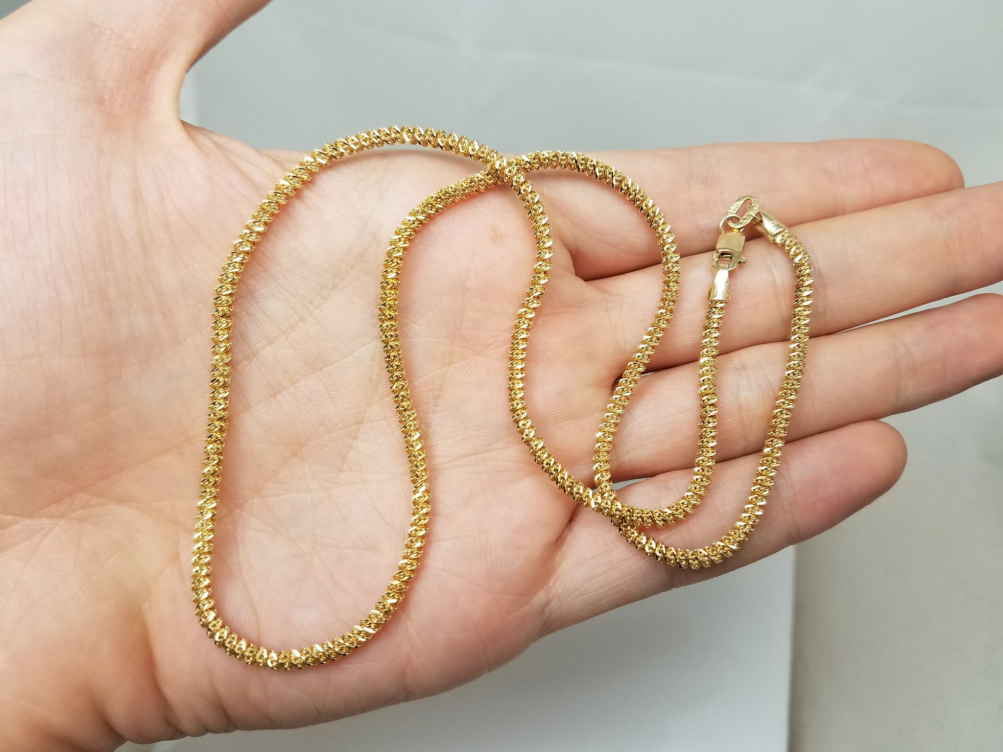 Flashy 18" 14k Yellow Gold Diamond Cut Sparkly Chain Necklace