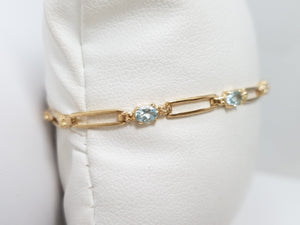 Frilly 7" 10k Yellow Gold Natural Blue Topaz Bracelet