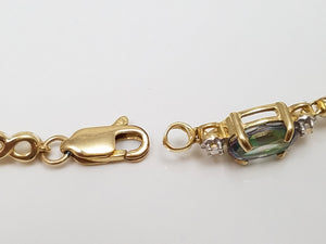 Flashy 7" 10k Yellow Gold Natural Mystic Topaz Diamond Bracelet