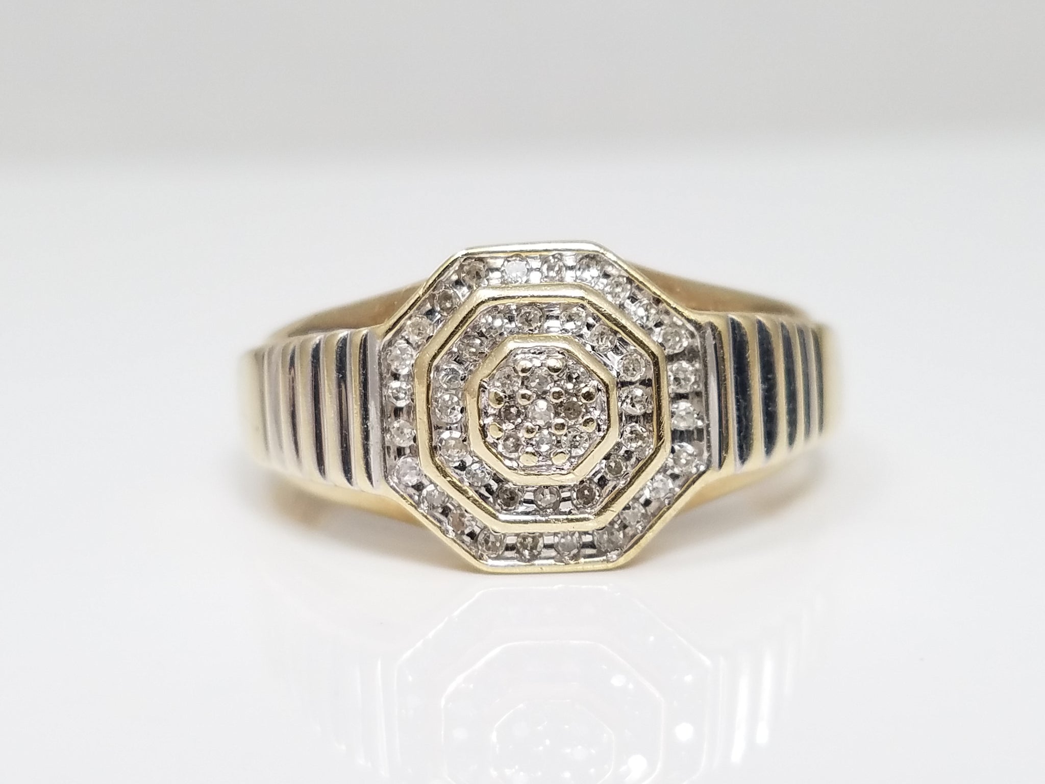 Dapper Men's 10k Two Tone Gold Natural Diamond Ring