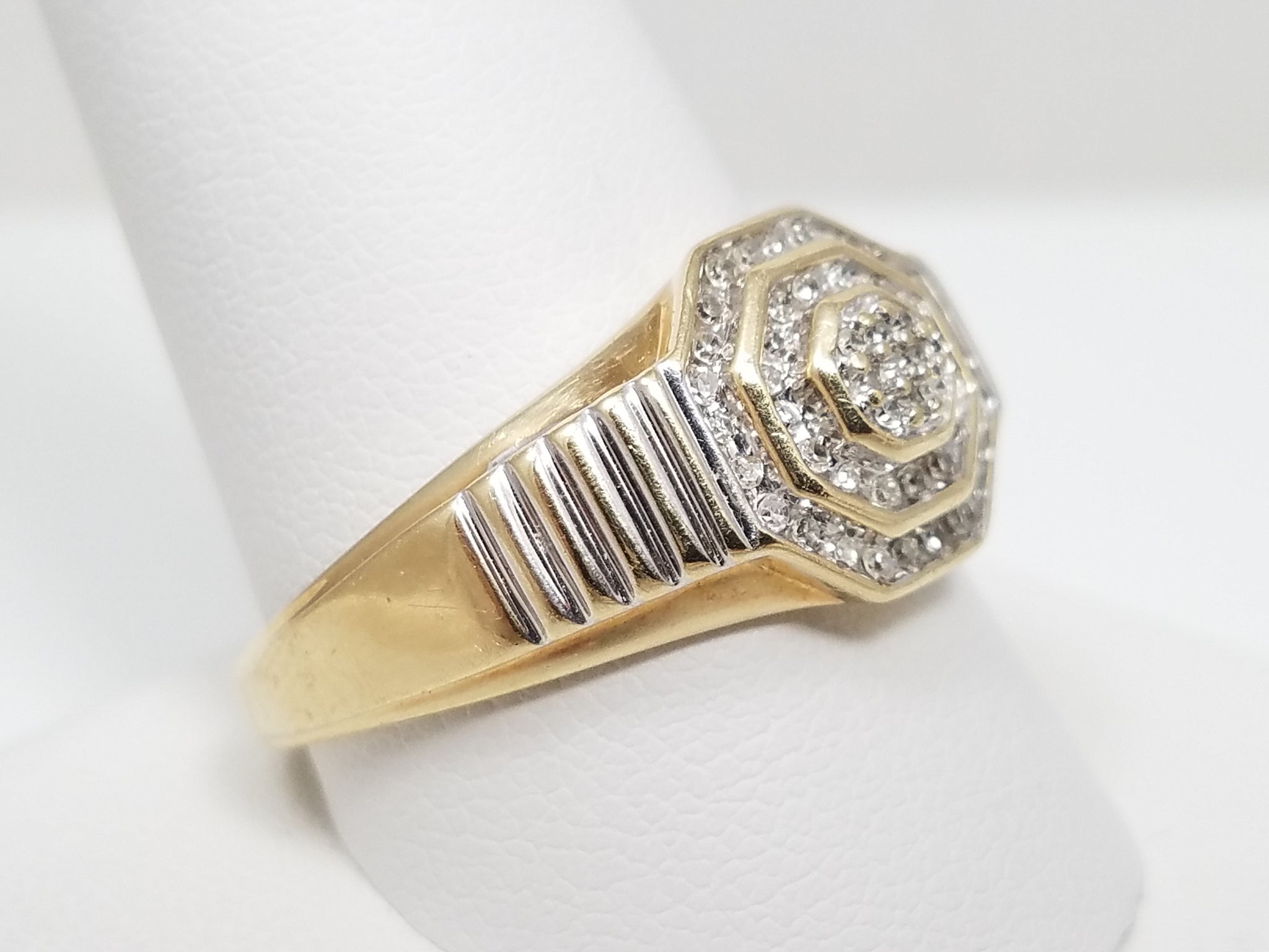 Dapper Men's 10k Two Tone Gold Natural Diamond Ring