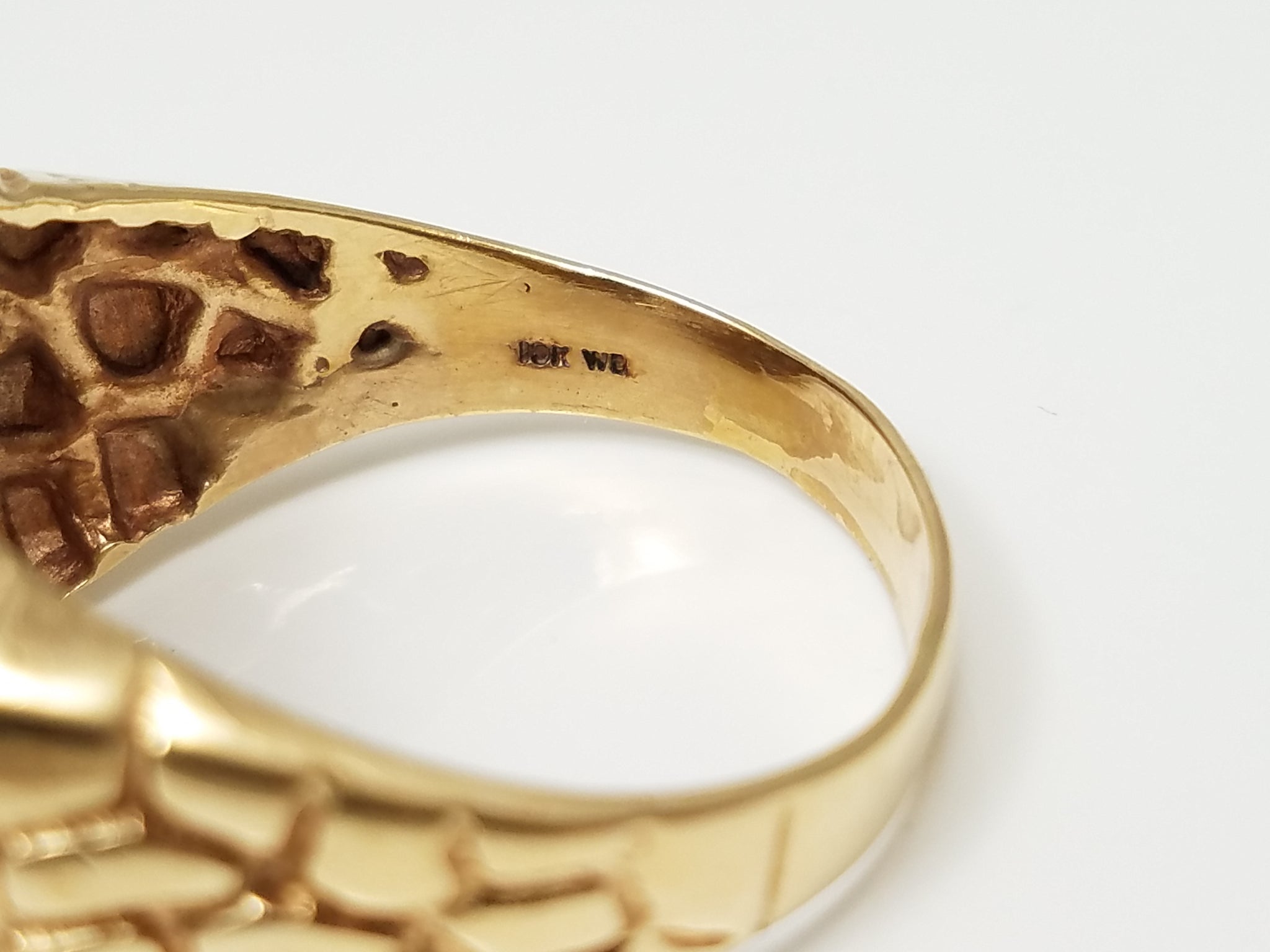 Dapper Men's 10k Yellow Gold Natural Diamond Nugget Design Ring