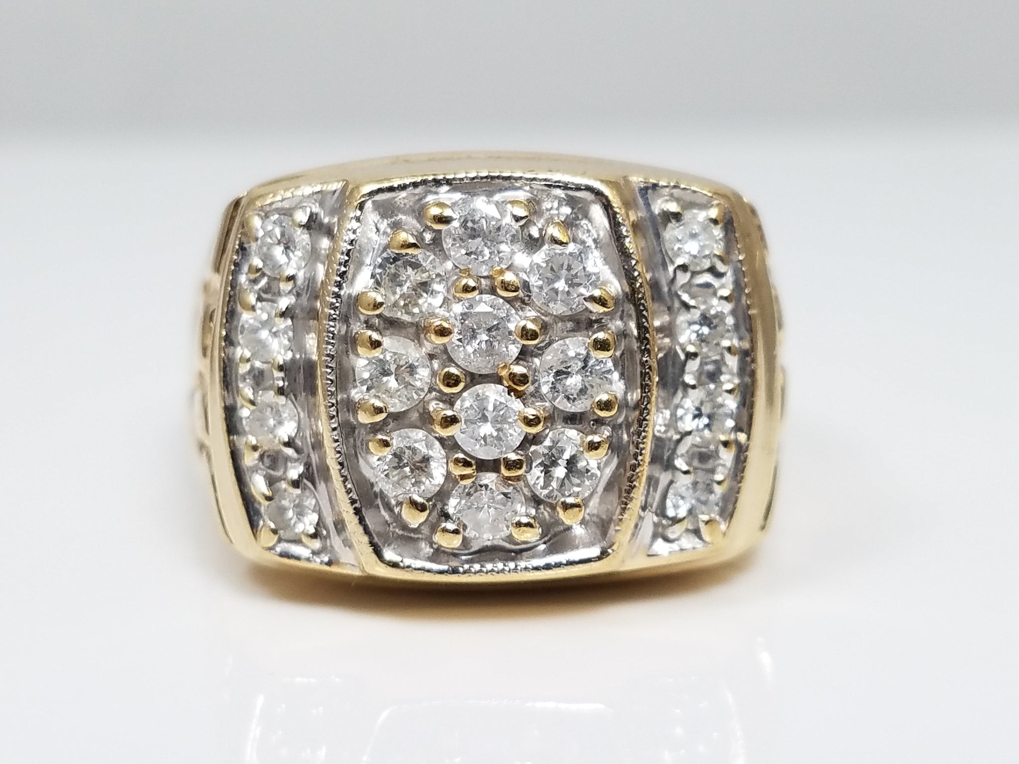 Dapper Men's 10k Yellow Gold Natural Diamond Nugget Design Ring