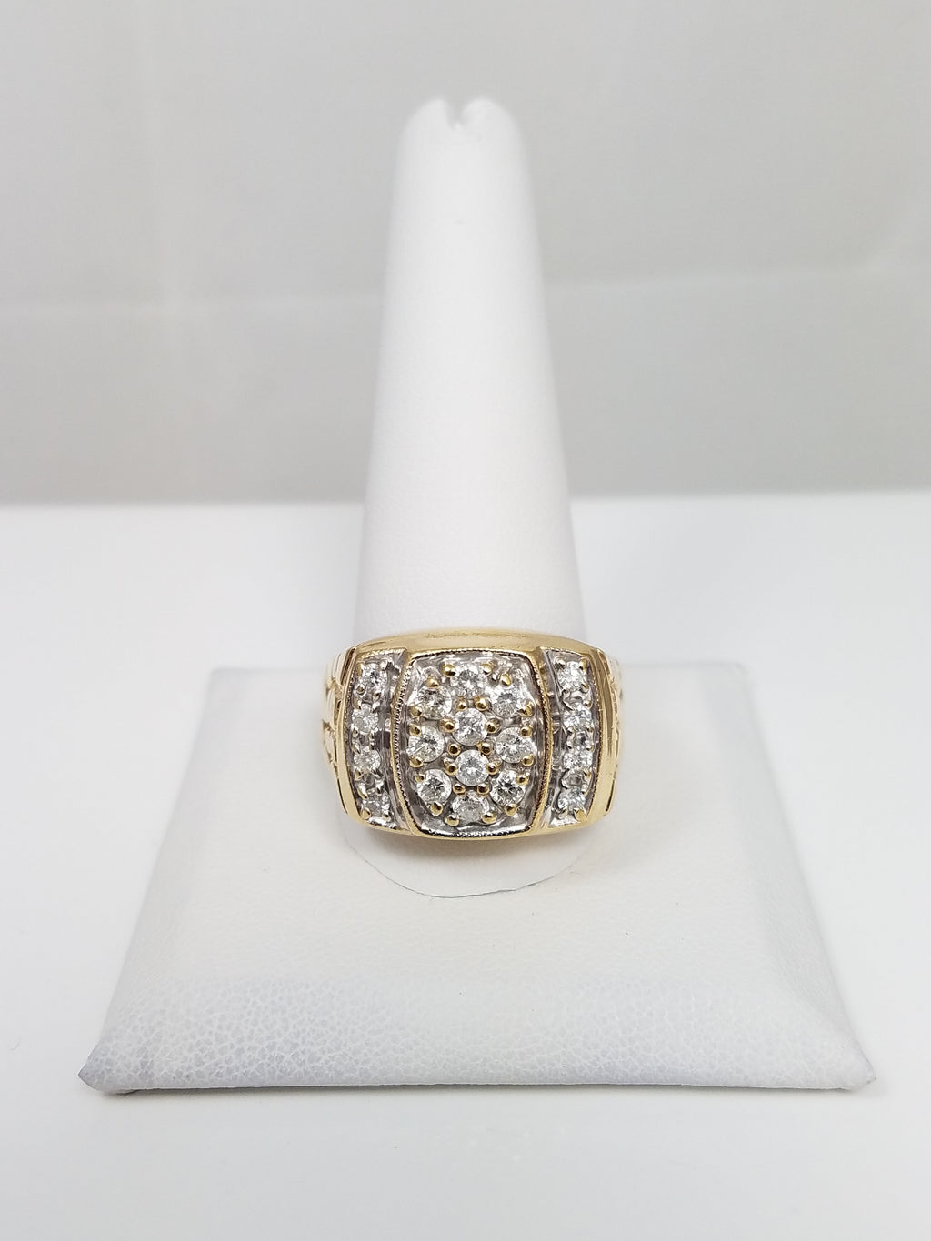 Dapper Men's 10k Yellow Gold Natural Diamond Nugget Design Ring