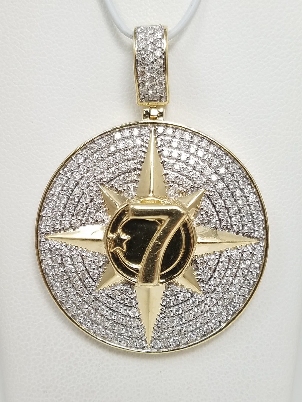Dazzling 10k Yellow Gold 2ctw Natural Diamond Lucky 7 Pendant