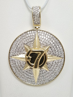 Dazzling 10k Yellow Gold 2ctw Natural Diamond Lucky 7 Pendant