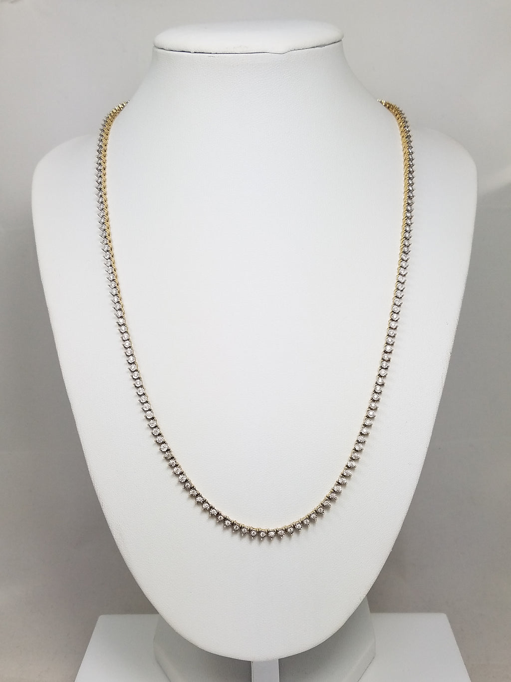 Glamorous 20" 10k Yellow Gold Natural Diamond Riviera Necklace