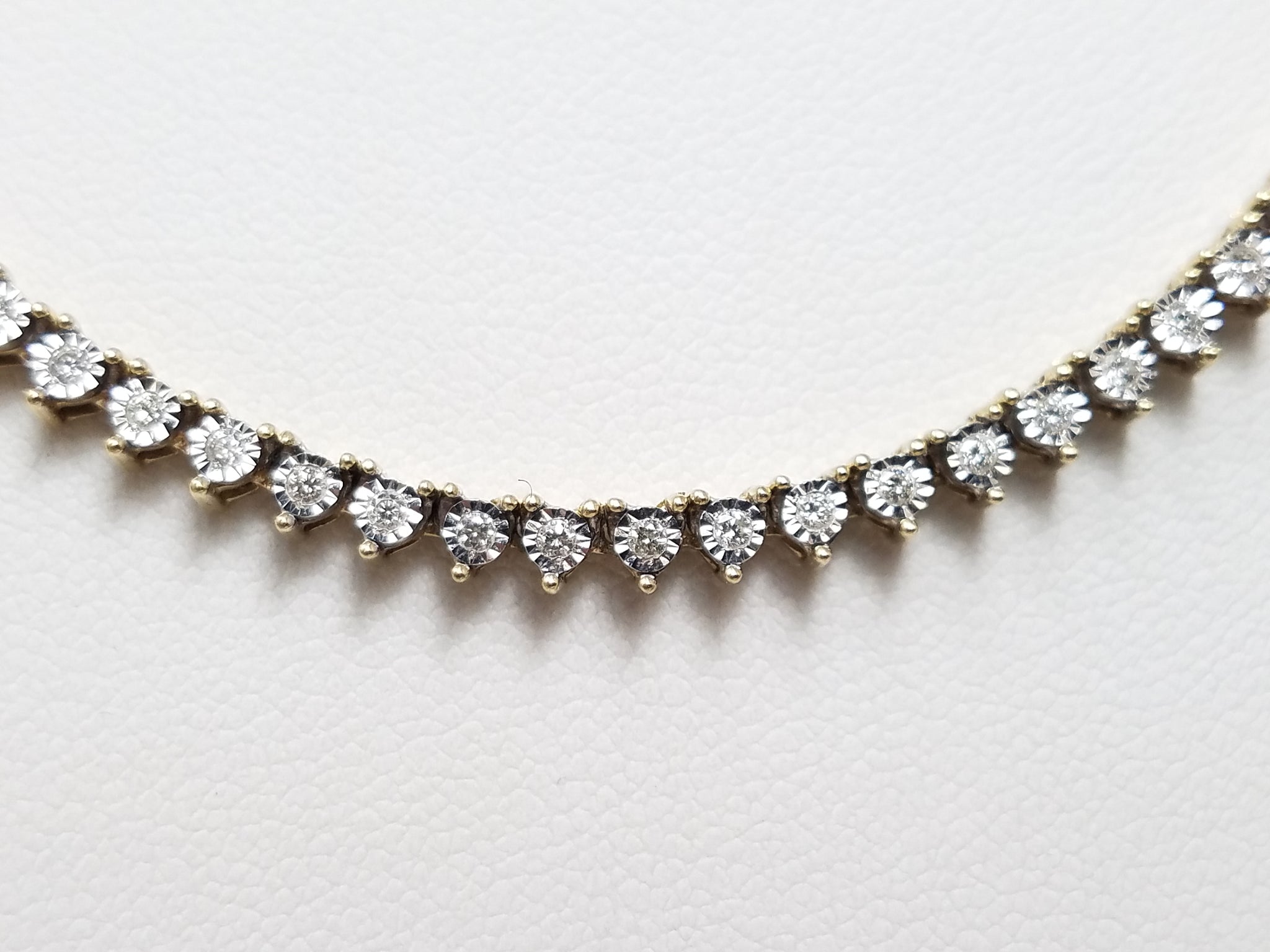 Glamorous 20" 10k Yellow Gold Natural Diamond Riviera Necklace