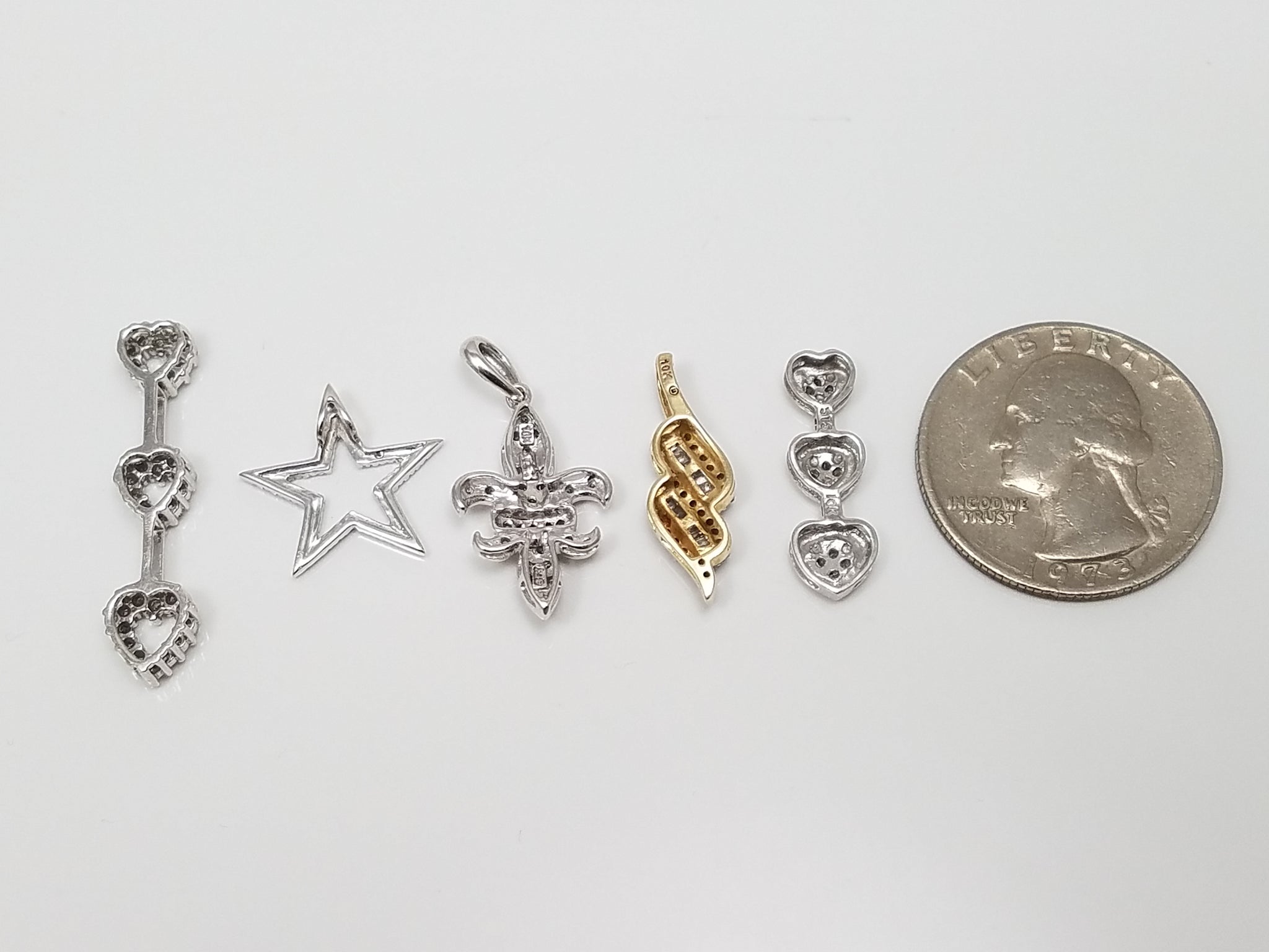 10k Gold Natural Diamond Pendant Lot