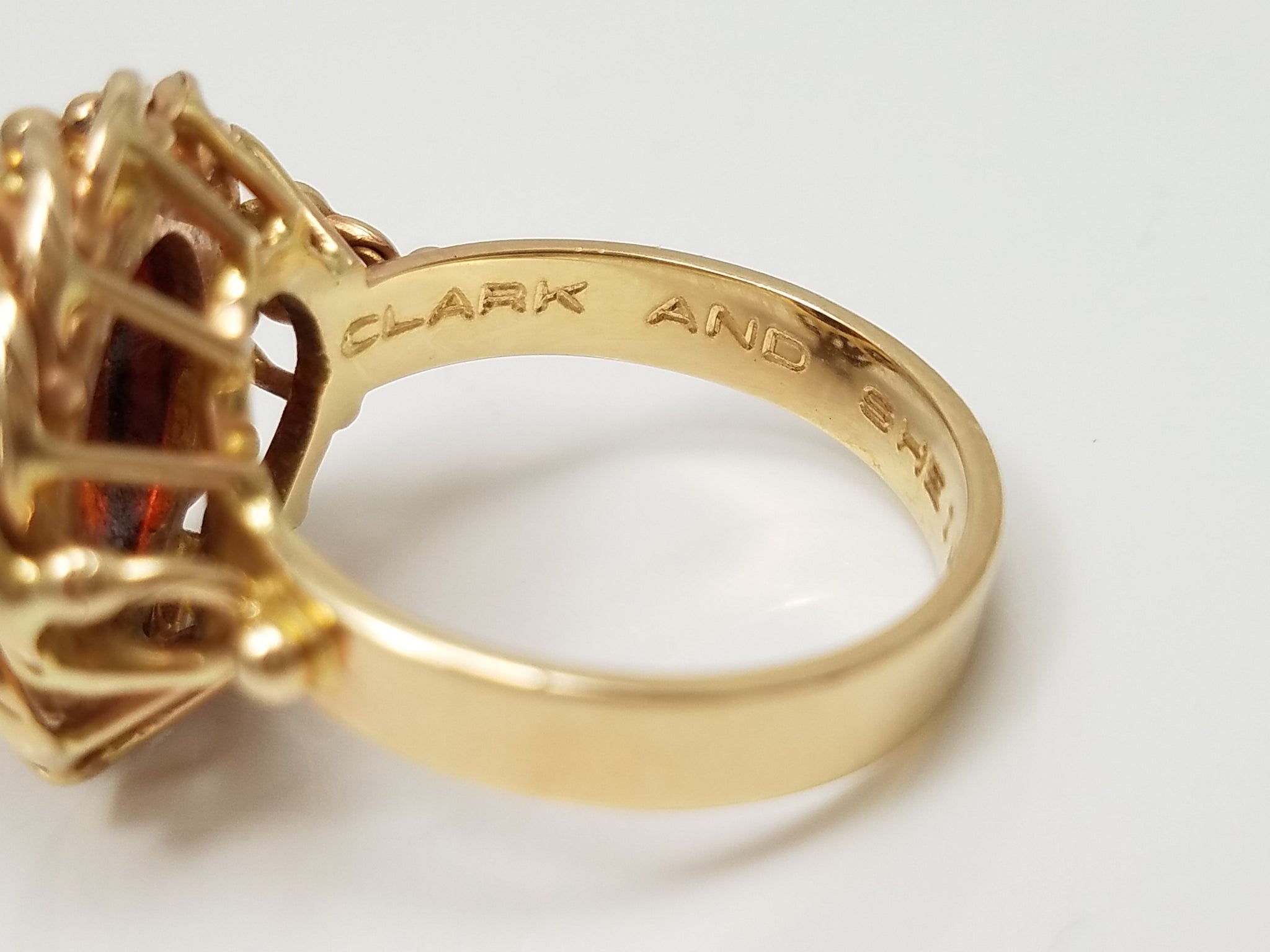 14k Yellow Gold Natural Amber Insect Ring