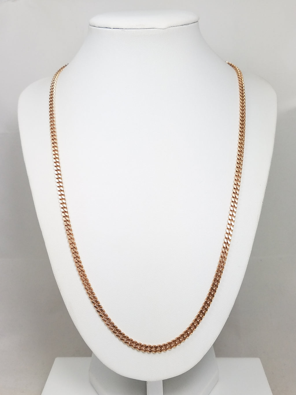 13k Rose Gold Solid Curb Link 4.2mm/22" Necklace