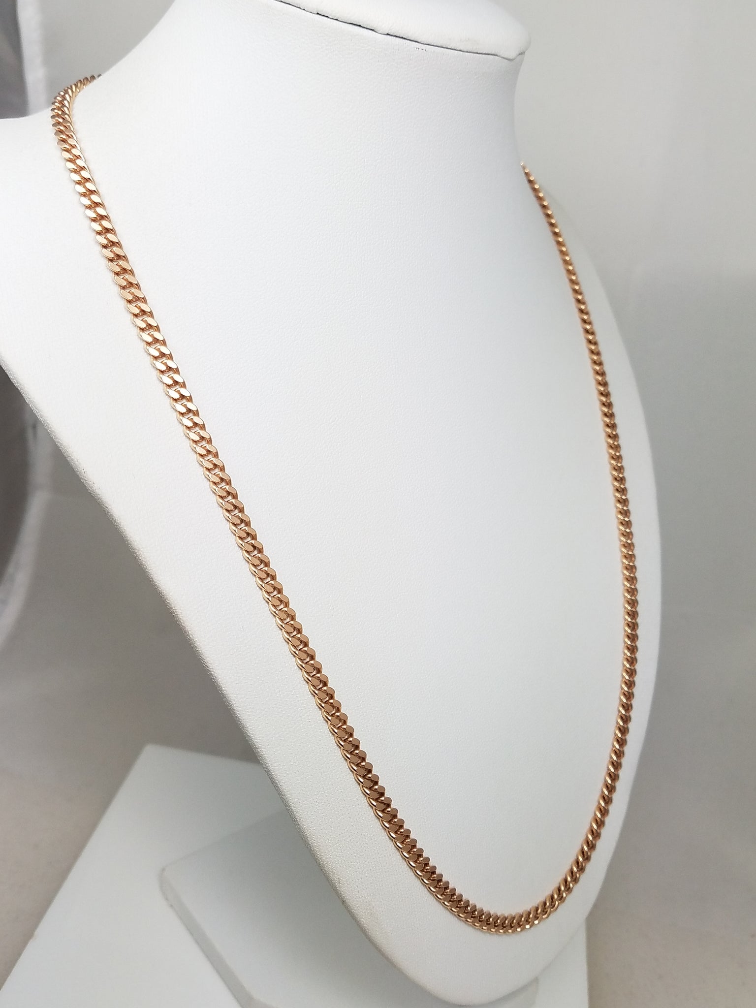 13k Rose Gold Solid Curb Link 4.2mm/22" Necklace