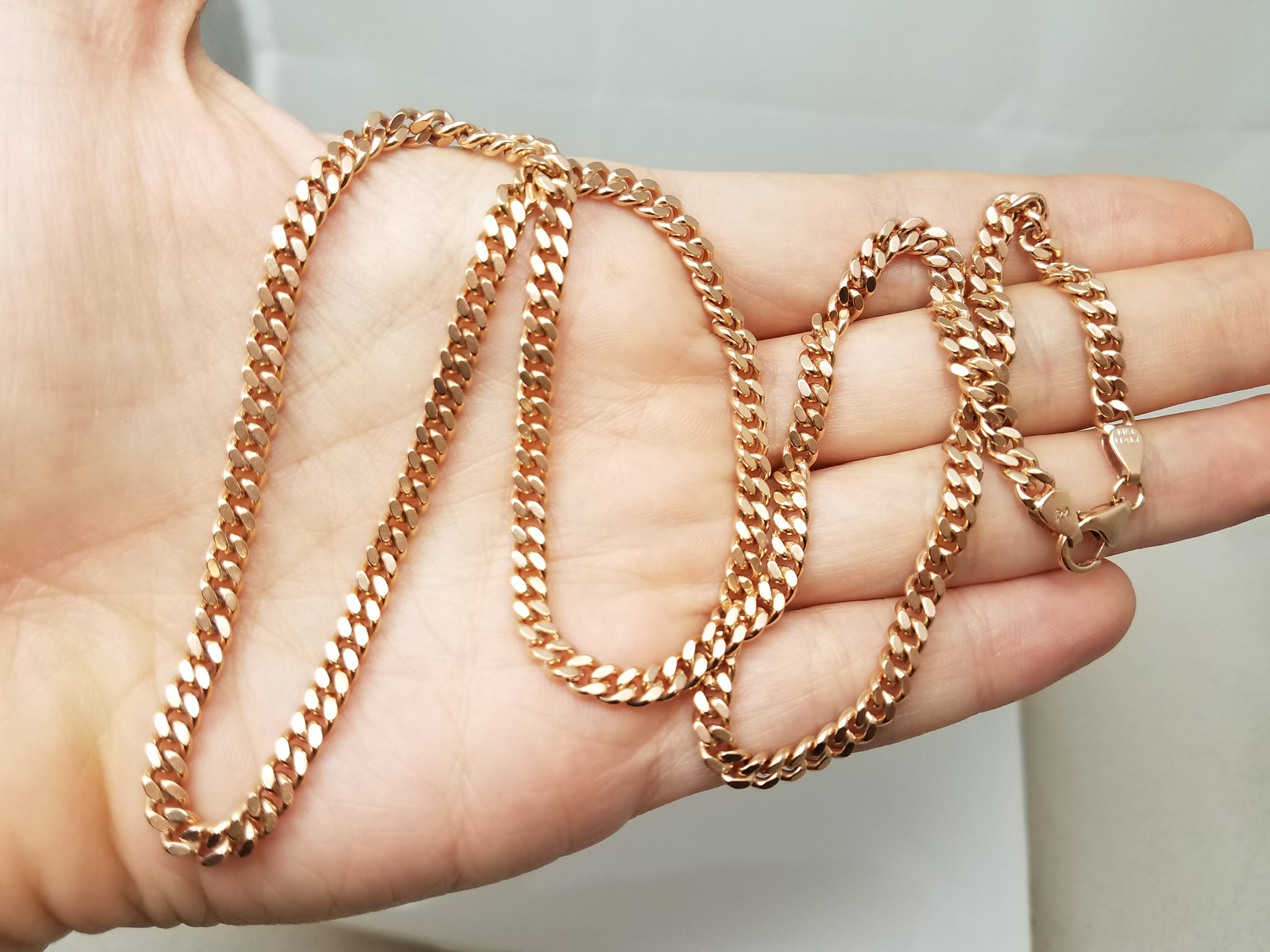 13k Rose Gold Solid Curb Link 4.2mm/22" Necklace